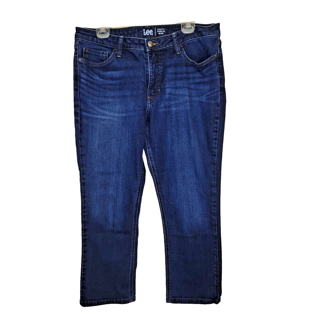 Lee Regular Fit Straight Leg Denim Petite Size 16P Dark Wash Blue